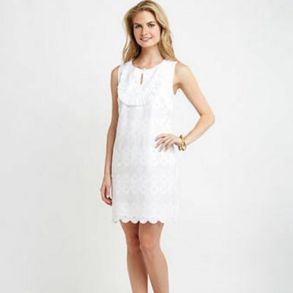NWT Vineyard Vines white eyelet ruffle shift dress - Picture 2 of 8